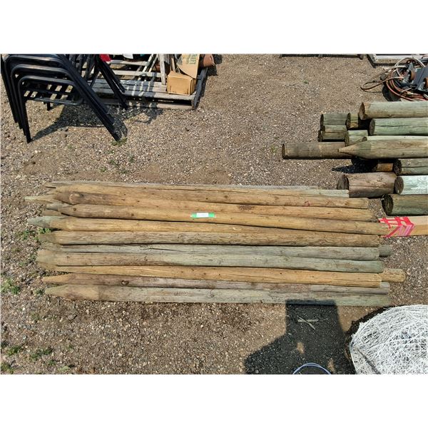 **(36) Wooden Treated Fence Posts 71"  x 3", Cannot Ship