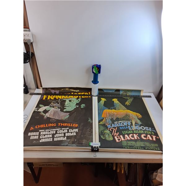 (2) Vintage 21" x 29" Movie Posters (Frankenstein & The Black Cat)