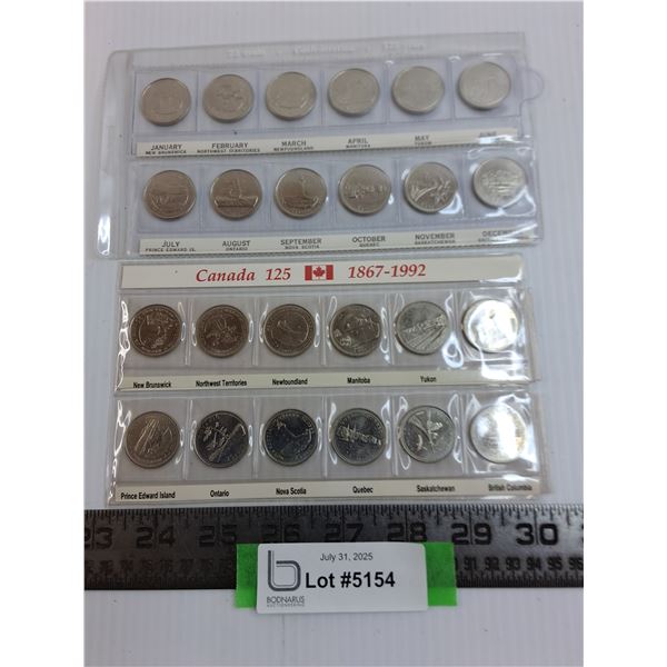 (2) Canadian "125 Year Confederation" Quarters Sets