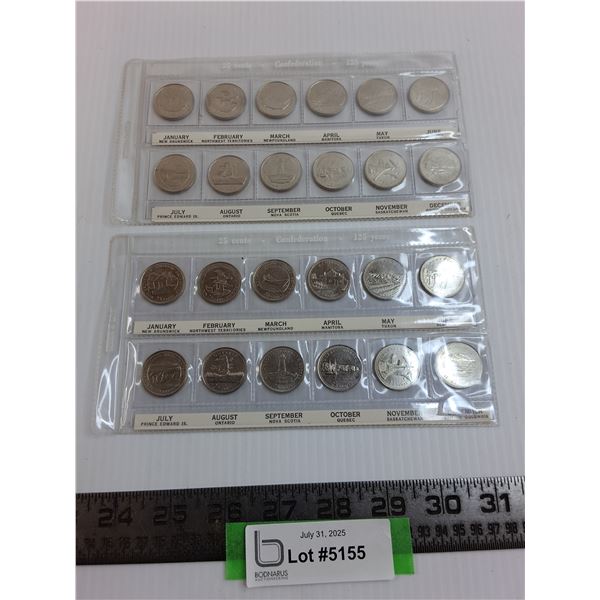 (2) Canadian "125 Year Confederation" Quarters Sets