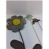 Image 2 : (3) Metal Garden Decor (Flower, Hummingbird, Turtle) - Longest 45" - Pickup Only