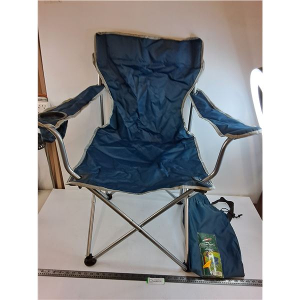 Sportek Deluxe Blue/Grey Adult Fold-up Armchair with Tote