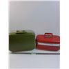 Image 1 : (2) Vintage Suitcases: Red Vetliner and Green Diplomat