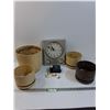 Image 1 : (4) Planters & Clock & Vintage Plug Converter Adapters