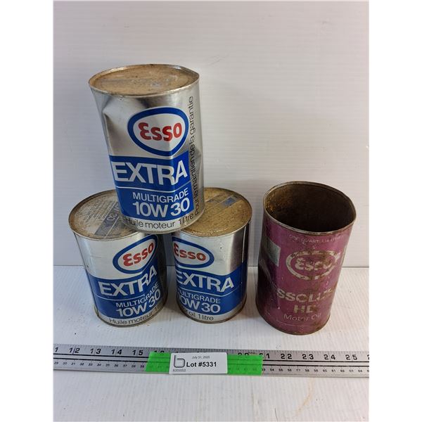 Esso Extra Multigrade 10W30 Motor Oil - Sealed and Esso Essolube HD Motor Oil Empty Can - PICK UP
