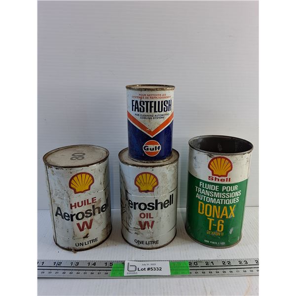 Shell Aeroshell Engine Oil, Gulf Fastflush for Cooling System - Sealed and Shell ATF Empty Can