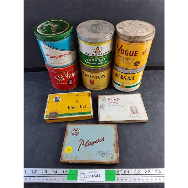 Vintage Tobacco and Cigarette Tins - Dominion, Black Cat and Macdonalds