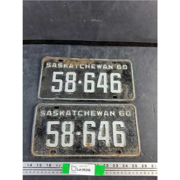 1960 Saskatchewan License Plates