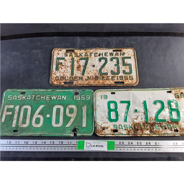 1955, 68, 69 Saskatchewan License Plates