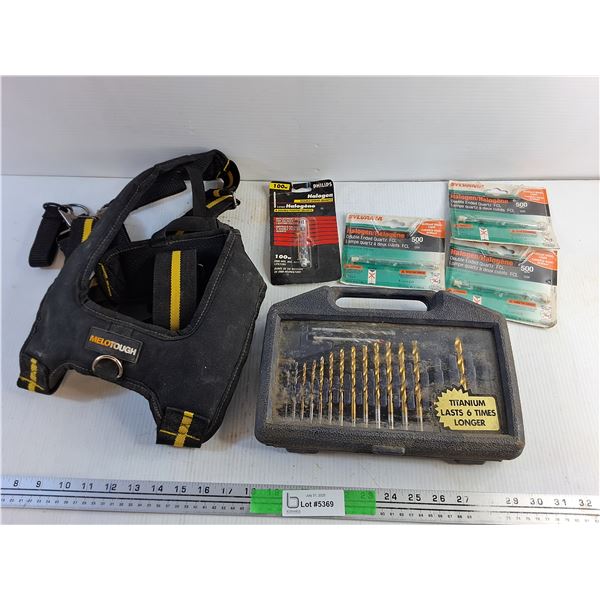 Melotough Tool Suspenders, Drill Bits and Halogen Bulbs