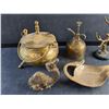 Image 2 : Brass Sugar Pot with Lid, Oil Can, Brass Swan Tray and Brass Decor