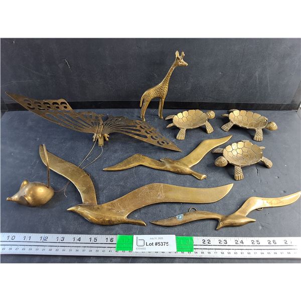 Brass Ash Trays, Giraffe & Mouse Desk Decor and Brass Wall Decor