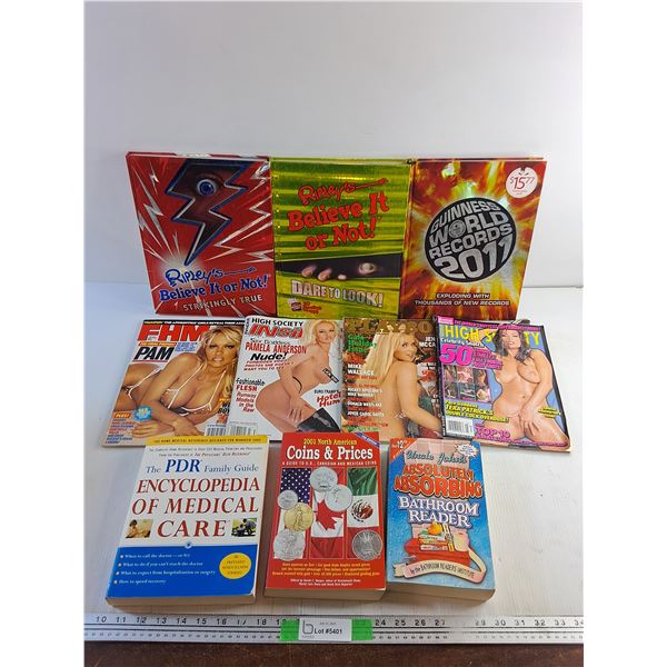 Books and Magazines - High Society, Uncle John's Bathroom Reader and Ripleys Believe it or Not
