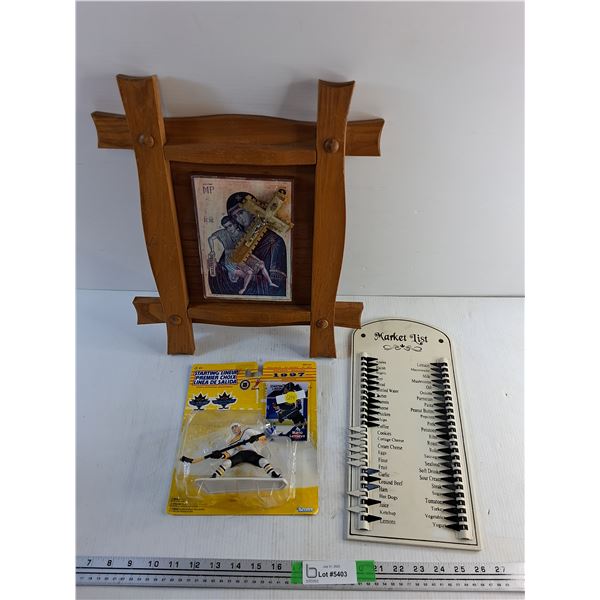 1997 Starting Lineup Mario Lemieux Figure & Trading Card, Wall Market List and Wall Holy Icon