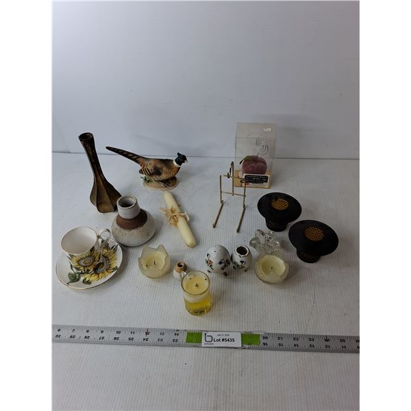 (6) Candles, (2) Vases, Bone China Cup & Plate