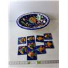 Image 1 : Painted Ceramic Sink 17.25" x 14" & (9) 4" Tile Decorations