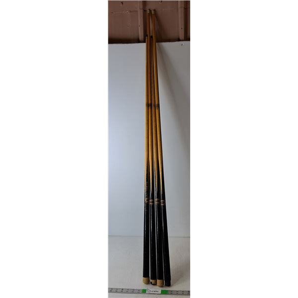 *(4) Pool Cues 50.5" & 56.5" Long, Cannot Ship