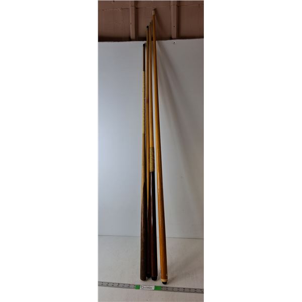 *(4) Pool Cues Up to 55.5" Long, Cannot Ship