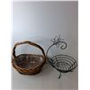Image 2 : Flowered Metal Wall Art 38" Long, Woven Basket & Fruit Basket- PICK UP ONLY
