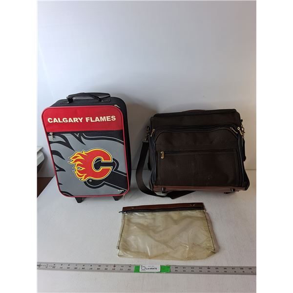 (2) Bags & Child's Calgary Flames Rolling Suitcase 16" x 12"