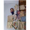 Image 3 : Vintage Handkerchiefs, Mini Raggedy Anne Doll 6.5" & Wooden Box