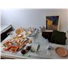 Image 1 : Vincent Van Gogh Reprint, (2) Fabric Rolls, Cake Plate, Misc.