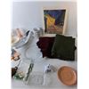 Image 2 : Vincent Van Gogh Reprint, (2) Fabric Rolls, Cake Plate, Misc.