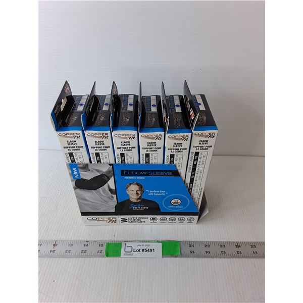 (6) Copper Infused Elbow Sleeves-L, NIB