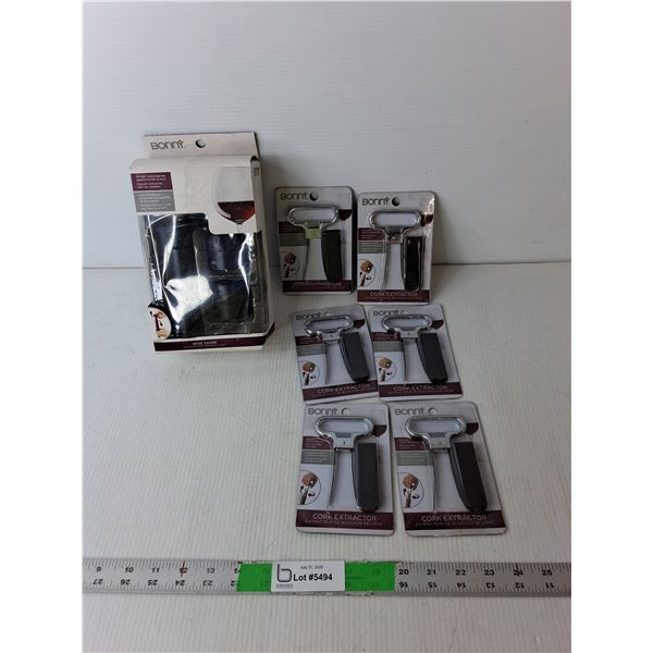 (6) Bonny Cork Extractors & Wine Saver- Sealed/NIB