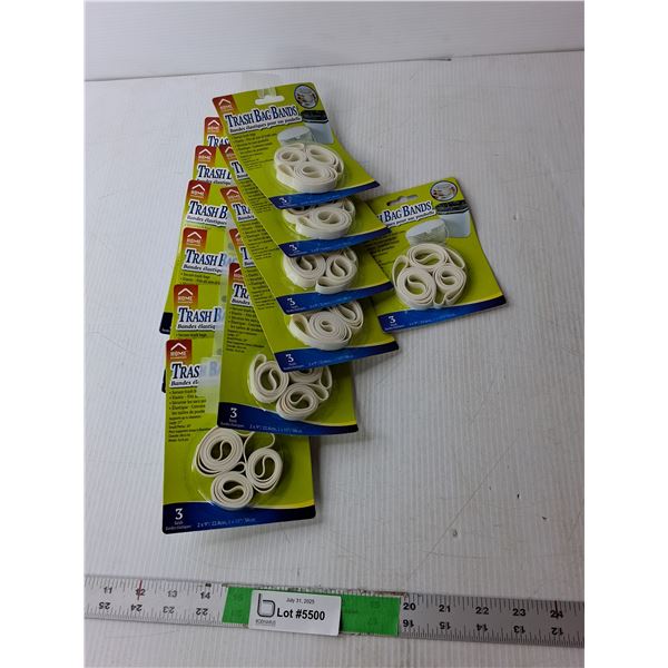 (12) Packages of Trash Bag Bands- Sealed
