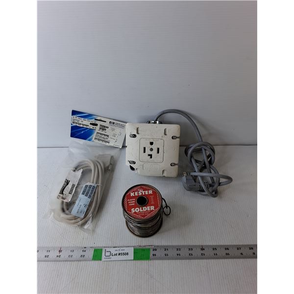Roll of Solder Wire, Leviton Grounding Receptacle & HP Cable
