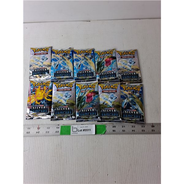 (10) Pokemon Silver Tempest Trading Card Packs- Sealed, Cannot Authenticate