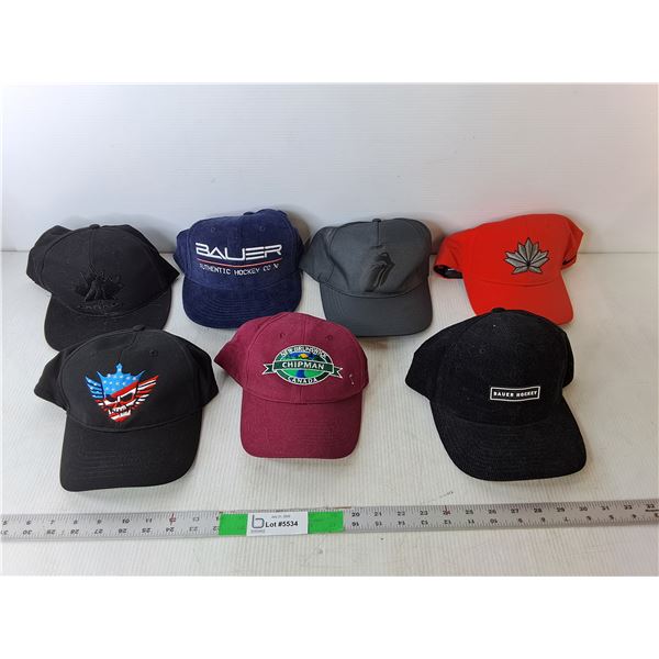 (7) Hats- Hockey Canada, Bauer, The Rolling Stones, Misc.