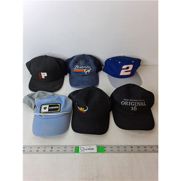 (6) Hats- Original 16, 92.9 The Bull, Bronco, Misc.