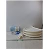 Image 1 : (2) Boxes Of Masks & White Plastic Corner Shelf
