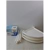 Image 5 : (2) Boxes Of Masks & White Plastic Corner Shelf