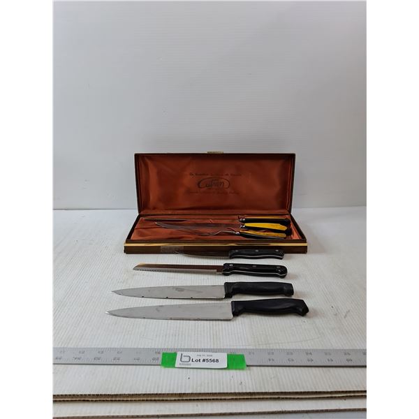 Knife & Fork Carving Set, (3) Kitchen Knives