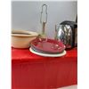 Image 4 : Red Storage Bin & Variety Of Containers, Light & Kettle- 19.5" x 15" x 9"