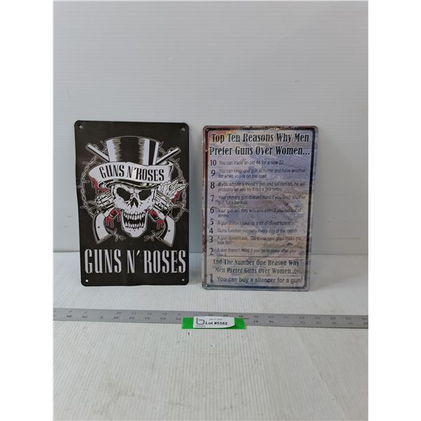 Guns N Rose's Sign & Why Men Prefer Guns Sign- 8" x 12"