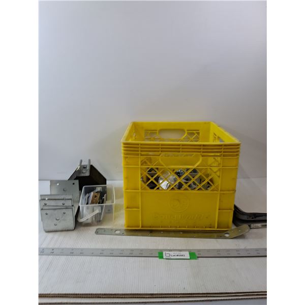 Yellow Milk Crate & Metal Parts- 12.5"- PICK UP