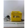 Image 1 : Yellow Milk Crate & Metal Parts- 12.5"- PICK UP