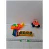 Image 1 : Fisher Price Bouncing Buggy, Plastic Shapes And Wood Poles & Yellow Toys Beds