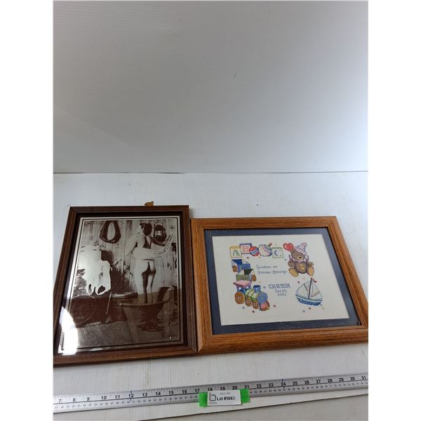 Framed Cross Stitching 16'' x 13'' Framed Print 12'' x 15''