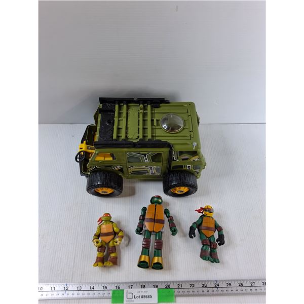 (3) Teenage Mutant Ninja Turtles Figurines, Teenage Mutant Ninja Turtles Assault Van