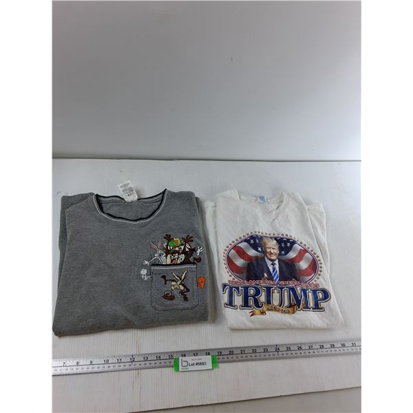 (2) Shirts - Looney Toones Medium, Make America Great Again Trump 2016 T-Shirt Size Large