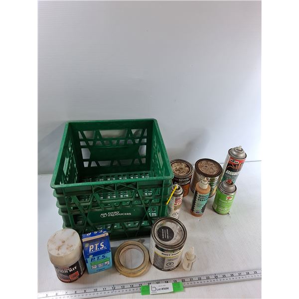 Auto Body Repair Kit, Rust Paint, Milk Crate, Misc - As Is CANNOT SHIP