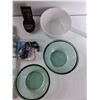 Image 4 : Tablecloth, Dog Shock Collar, New Bright Charger, (2) Glass Mixing Bowls, Misc
