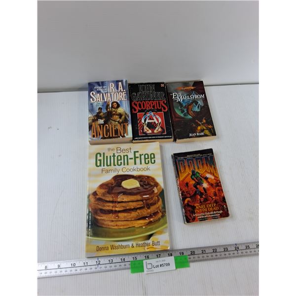 (5) Books - Gluten-Free Family Cookbook, The Ancient, Scorpius, Misc