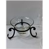 Image 2 : Decorative Glass Bowl Holder, (4) Wine Glasses, (2) Candle Holders