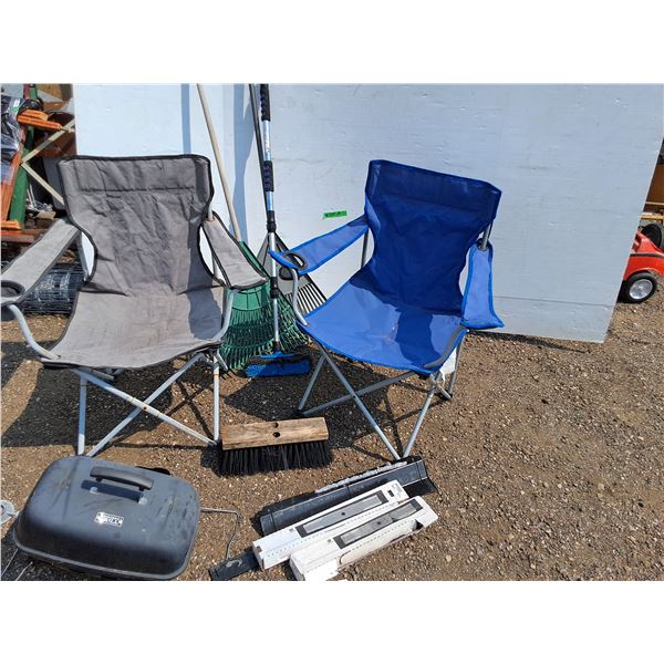 **Assorted Lawn and Barbeque Lot with Lawn Blades and Snow Brush - As Is CANNOT SHIP
